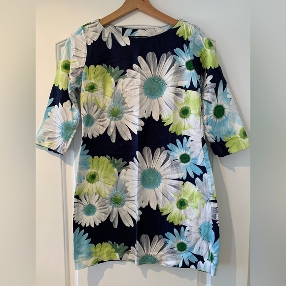 Rinascimento Dresses & Skirts - Rinascimento Dress Sz Small Floral Flowers Blue Green Italy 3/4 Sleeves bold